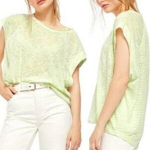 NWT $58 Free People "We The Free" Neon Lime Oversize Halo Tee Size Small